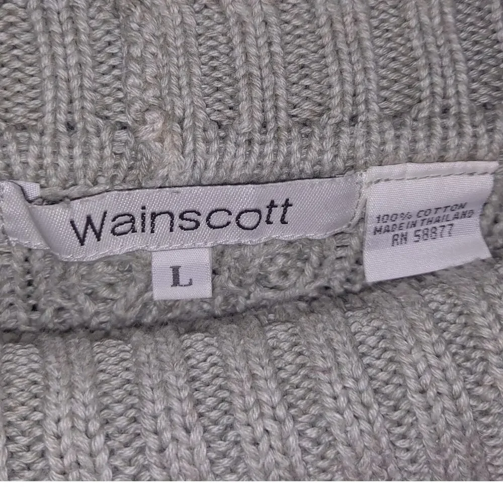 Wainscott Light Green Cable Knit Mock‎ Neck Sweater Size L